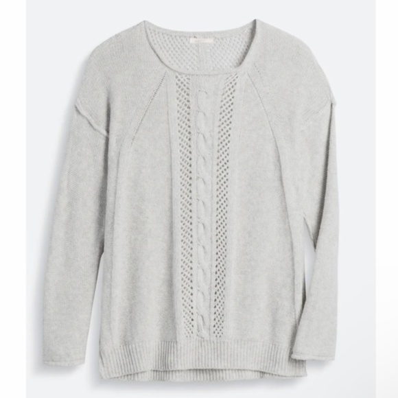 Mystree Light Gray/Off White Cashmere Blend Pullover Sweater, Size Medium - Picture 5 of 11